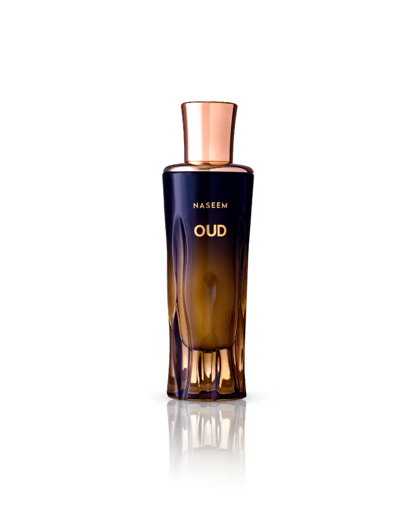 Oudperfumebottleshowcasedagainstawhitebackground..webp