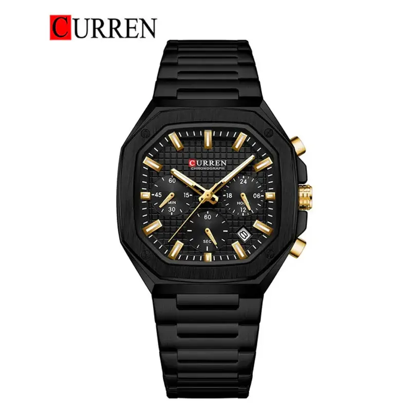 CURREN 8459 Original Brand Stainless Steel Band Wrist Watch For Men