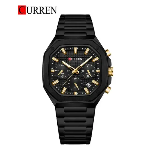 CURREN 8459 Original Brand Stainless Steel Band Wrist Watch For Men